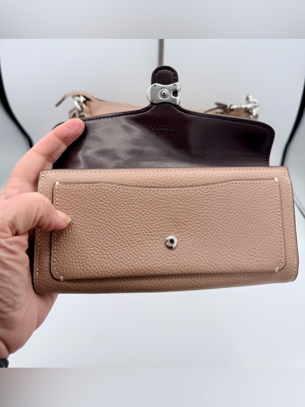 Coach Tabby Long Wallet  Taupe Pebble Leather - Picture 7 of 9